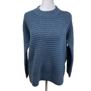 NWT MADEWELL SWEATER WOOL BLUE KNIT PULLOVER RIBBED MINIMALIST QUIET LUXURY